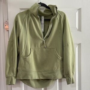Lululemon Athletica honeydew scuba oversized funnel neck half zip